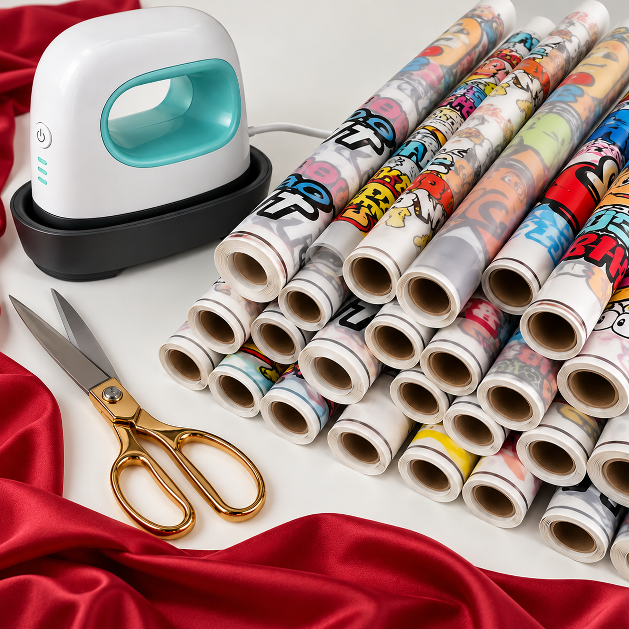 Materiais e rolos de estampas para trabalhos em DTF